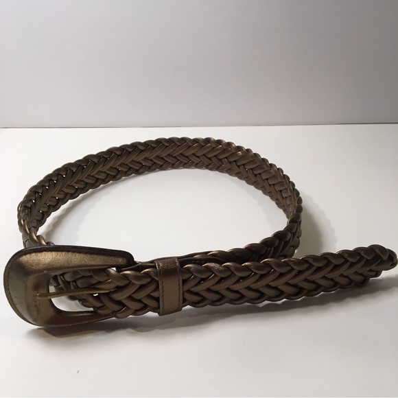 Vintage Brass colored braided leather belt main image 10
